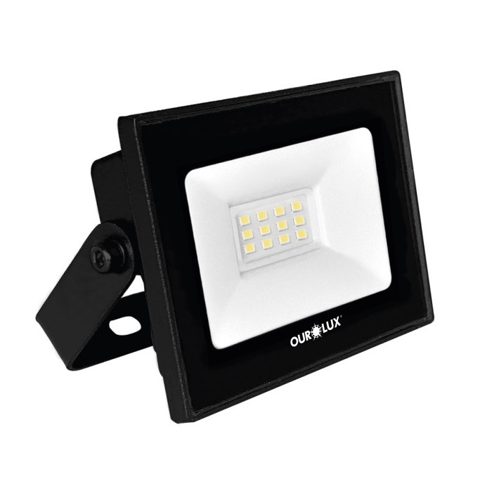 Refletor Slim Led 20w Biv Preto 6500k Ourolux