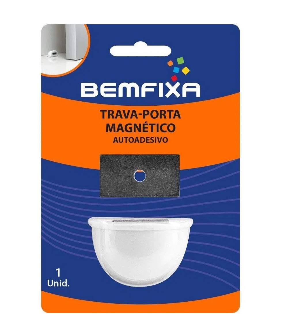 Trava Porta Magnético Branco - Bemfixa