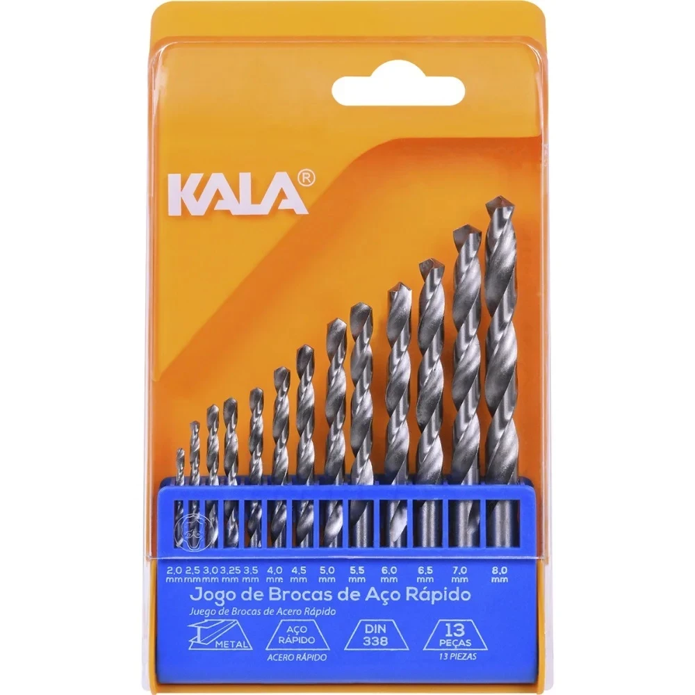 Jogo Broca Aço Rápido 13 Peças 2mm a 8mm - Kala
