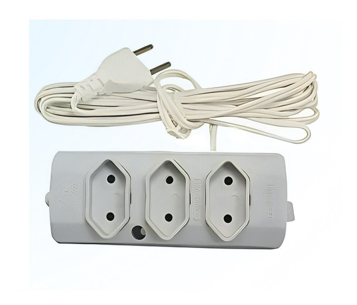 Extensão Tripla Branca com Fio Paralelo 2x1,50 Mm² e 3 Metros
