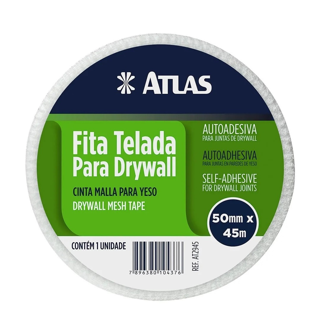 Fita Telada para Reparos Drywall Gesso 50mm X 45m - Atlas