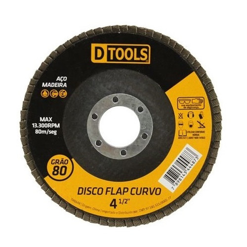 Disco Flap Curvo 4,5" Grão 80 - Dtools