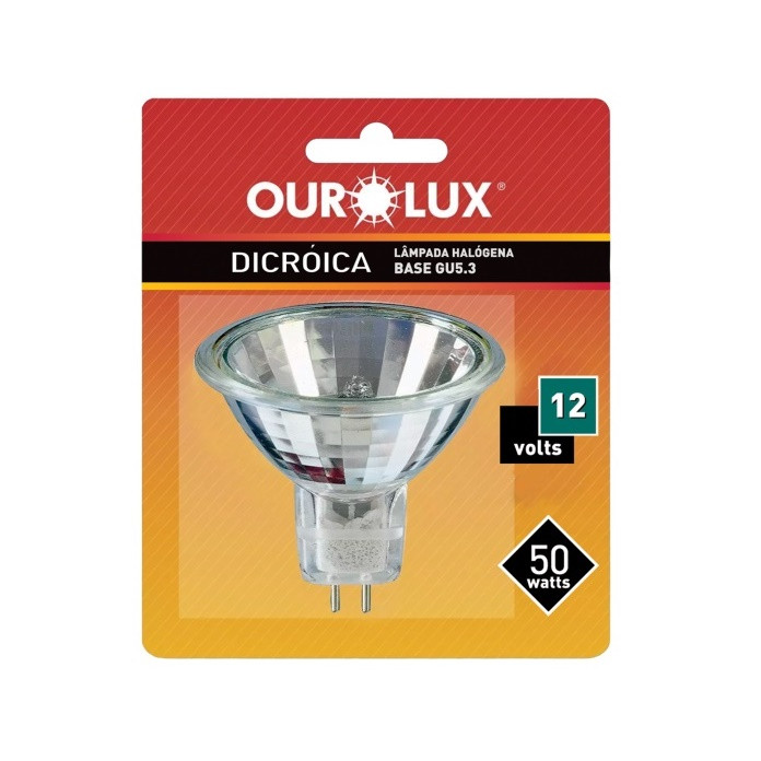 Lâmpada Dicroica Mr16 Gu5,3 50w 12v 38º - Ourolux