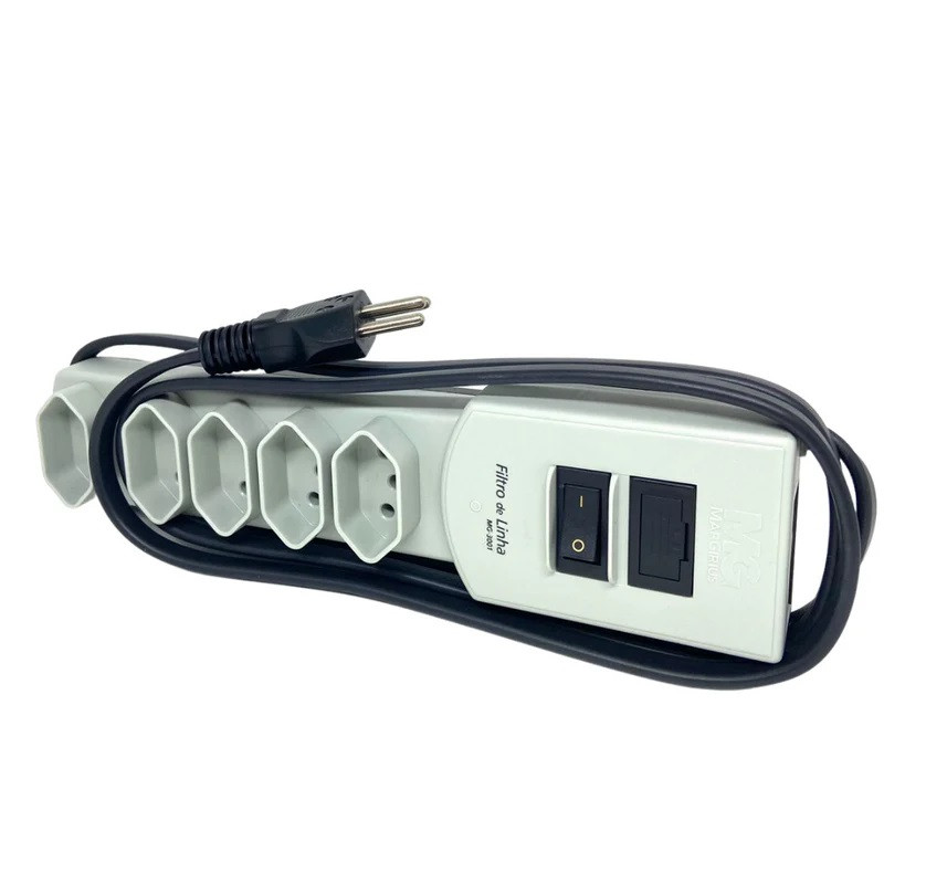 Filtro Linha com Cabo 4 Metros 110/220v 10a 5 Tomadas Mg3001 - Margirius