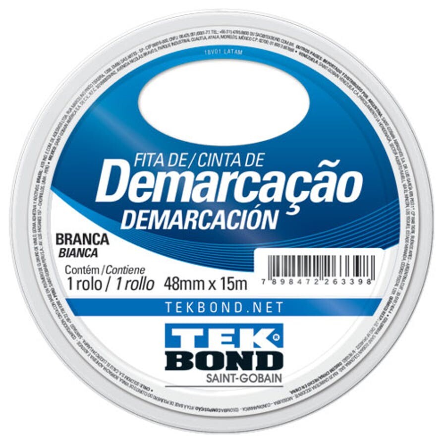 Fita de Demarcação Branca 48mm X 15m - Tekbond