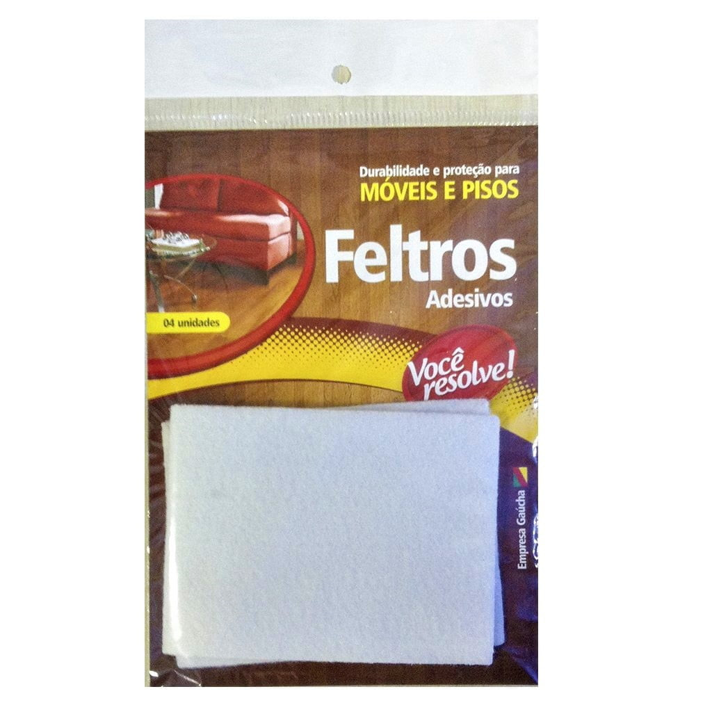 Adesivo Feltro Branco 100x75mm com 4 Unidades - Você Resolve