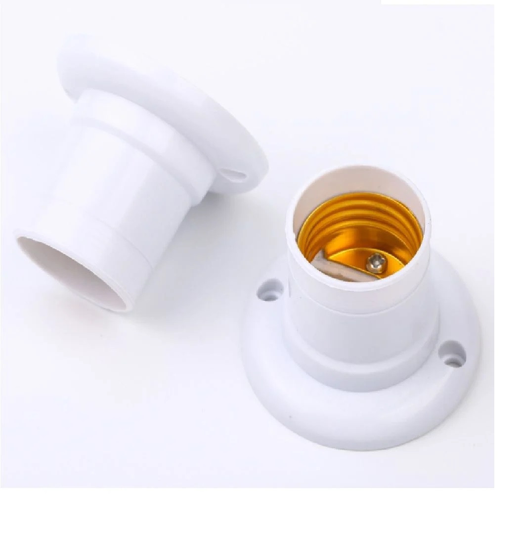 Soquete Plástico E27 Fixo Teto Branco - Decorlux