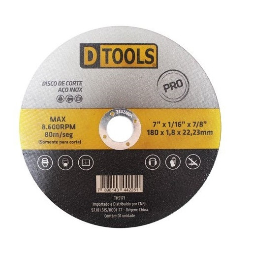 Disco de Corte Aço/inox 7x1,8mm - Dtools
