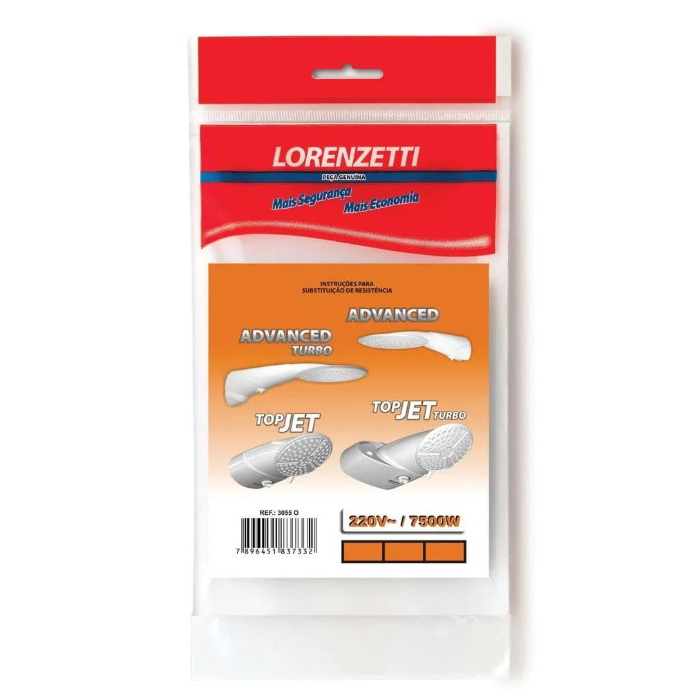 Resistência Advanced / Top Jet Multitemperaturas 220v 7500w - Lorenzetti (modelo: 3055-o / Ref: 7589062)