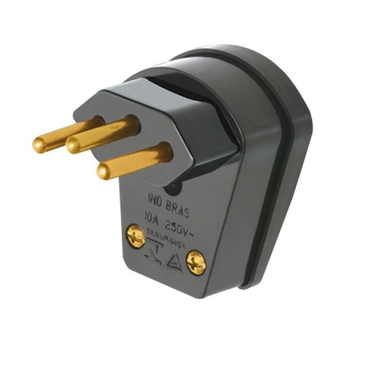 Plugue Macho 20a 2p+t 90° Preto -  Fame
