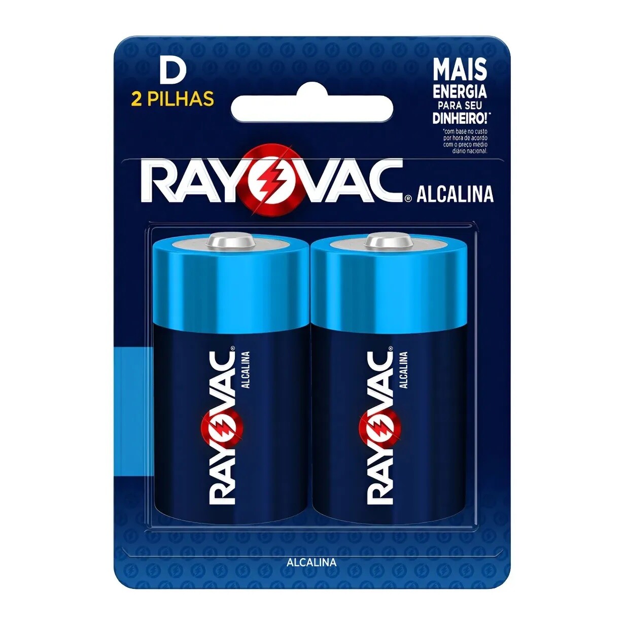 Pilha Alcalina Grande D2 Rayovac Cartela com 2 Unidades