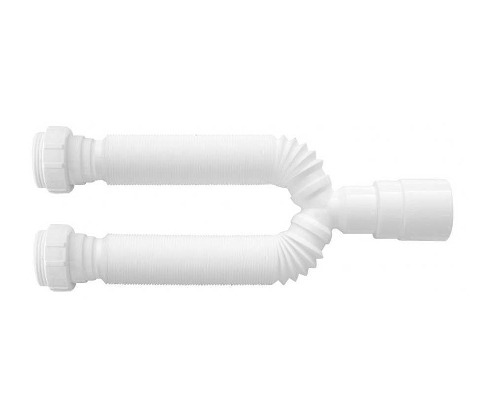 Sifão Tubo Extensivo Duplo Universal com Porca Branco - Blukit