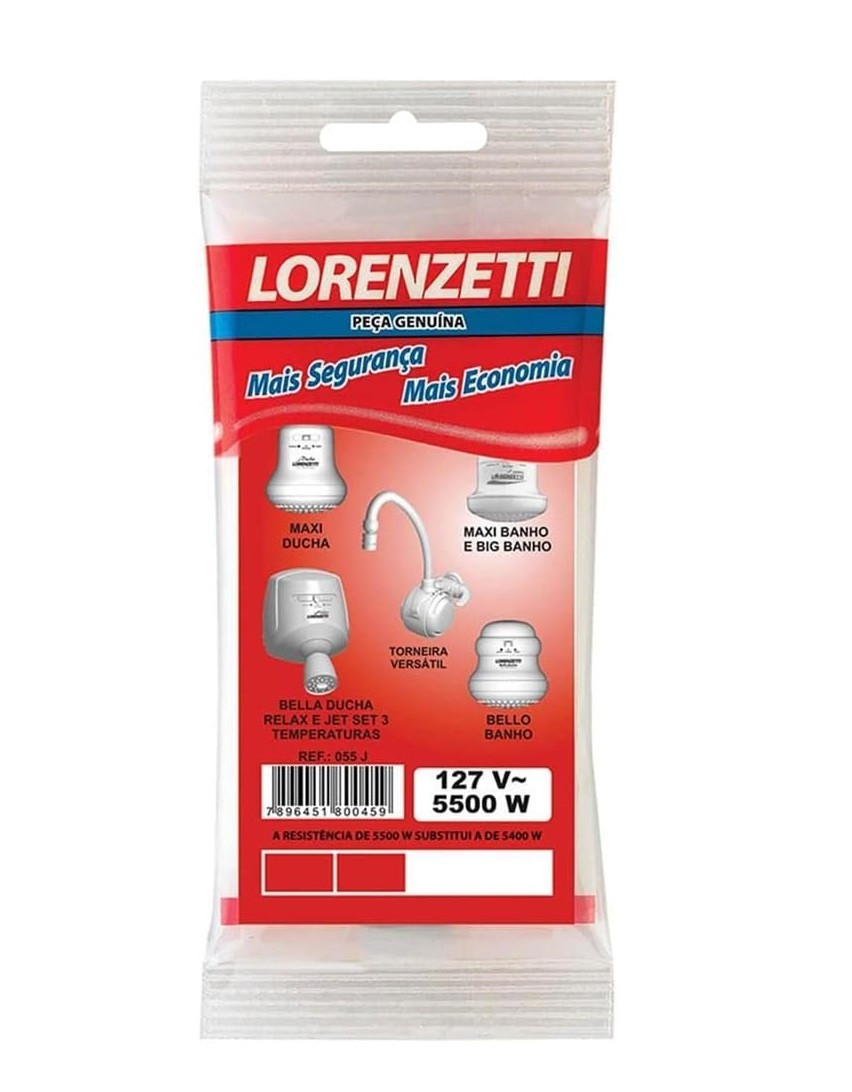 Resistência Maxi Ducha / Bello Banho / J3 127v 5500w - Lorenzetti (modelo: 055-j / Ref: 7589025)