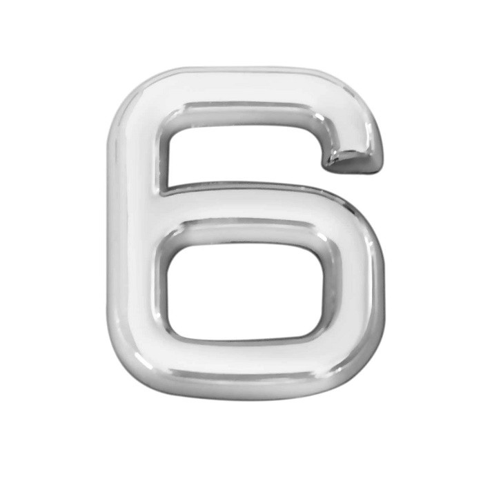 Número 6 em Abs Cromado 39mm - Bemfixa
