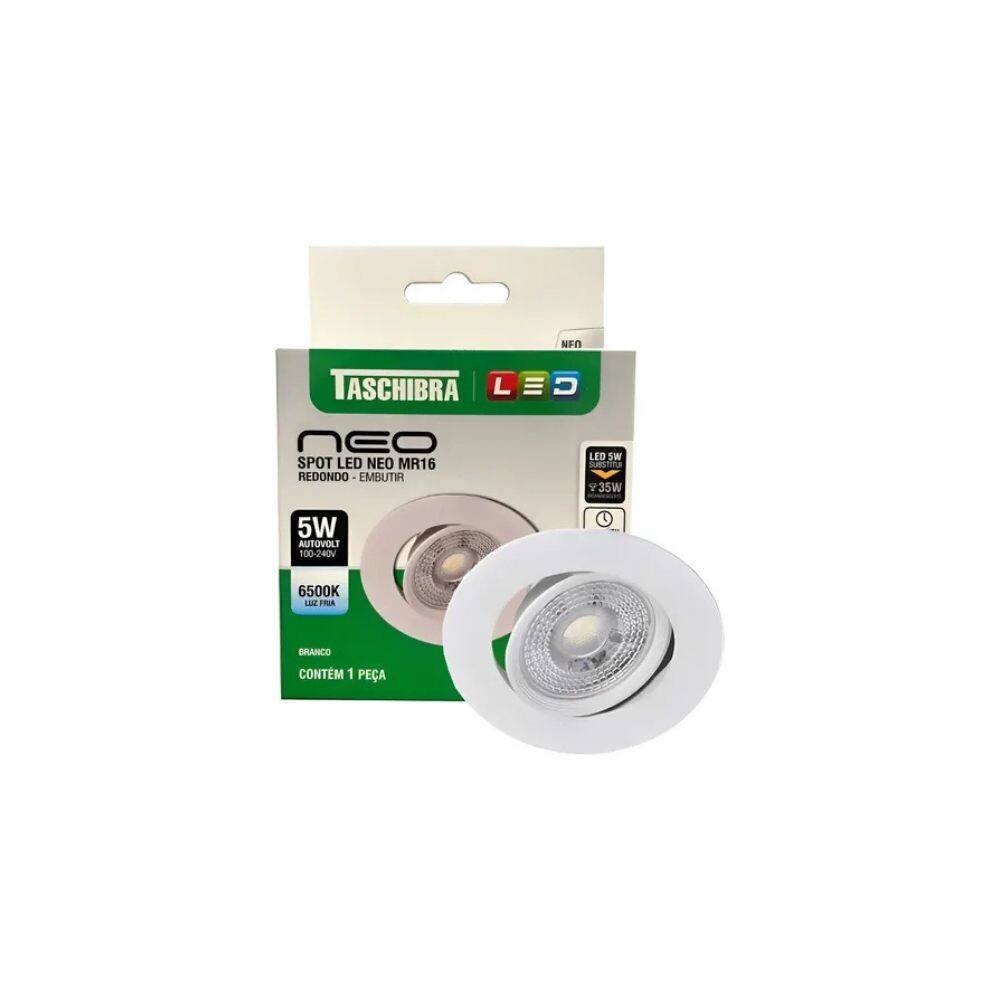 Spot Led Embutir Redondo Neo Mr16 5w 6500k Taschibra