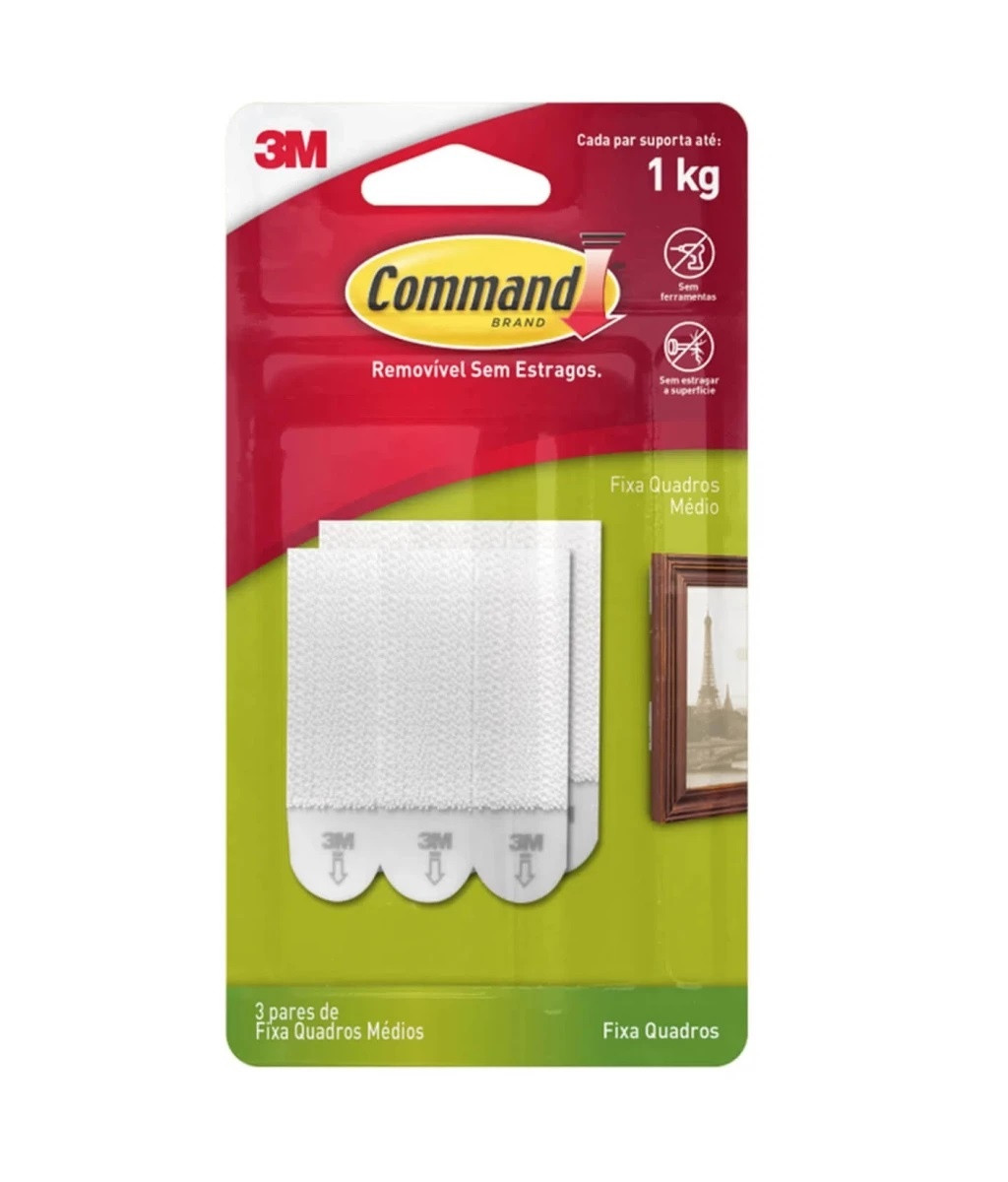 Fecho Adesivo Command Branco Tamanho Médio - 3m