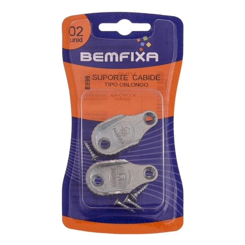 Cartela Suporte  Tipo Oblongo Zamac com Parafusos - Bemfixa
