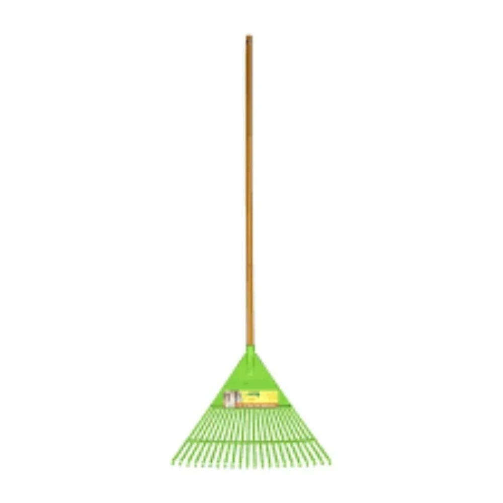 Vassoura Jardim Plastica 22 Dentes Cabo Madeira  Trapp
