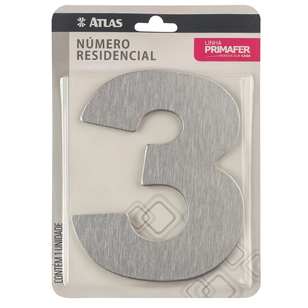 Número Residencial 3 Escovado - Atlas