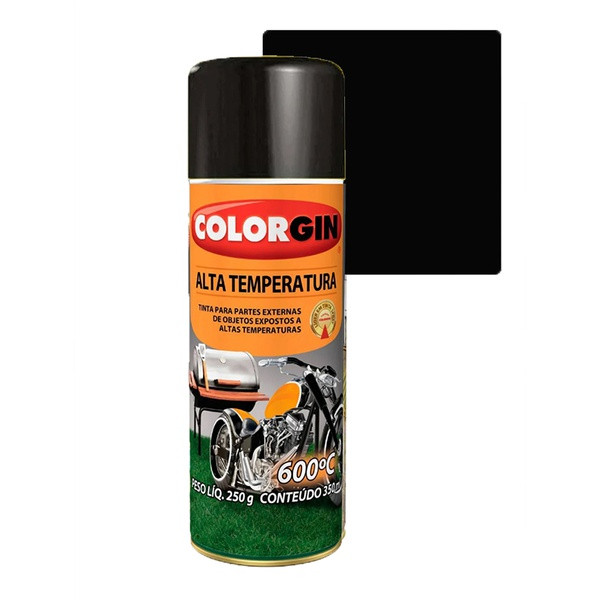 Spray 300ml Alto Temperatura Preto Fosco - Colorgin
