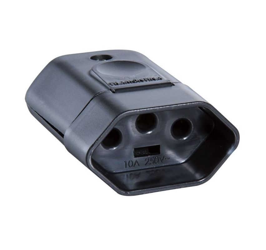 Plugue Fêmea  2p+t 10a/250v Preto - Tramontina