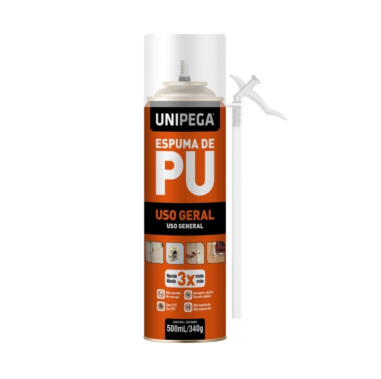Espuma Expansiva de Pu Uso Geral 450ml/280g - Unipega.