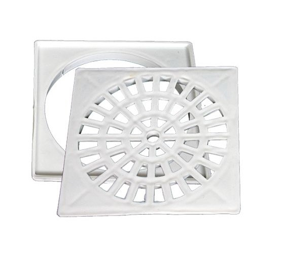 Grelha Quadrada para Caixa Sifonada Branca com Suporte 150mm - Plastipan