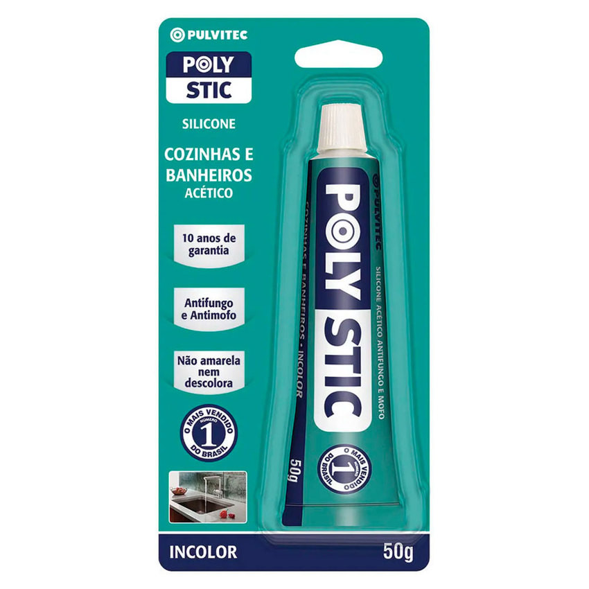 Silicone Polystic Cozinhas e Banheiros Incolor 50g - Pulvitec