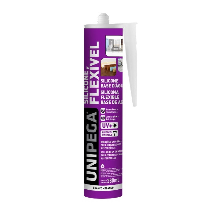 Silicone Flexível Base D'água Branco 280ml - Unipega