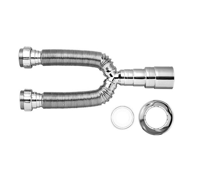 Sifão com Tubo Extensivo Duplo Universal Cromado - Blukit