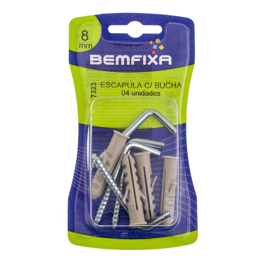 Escápula Zincada 4,4x70mm com Bucha 08mm com 4 Peças -  Bemfixa