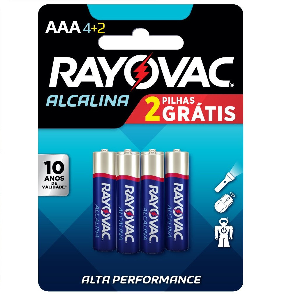 Pilha Alcalina Palito 6 Leve Pague 4 - Rayovac