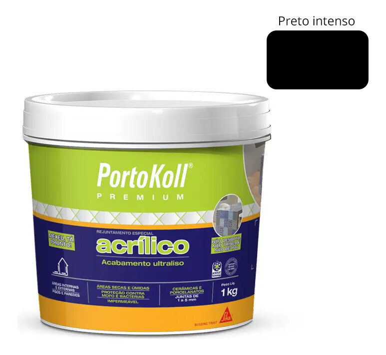 Rejunte Acrílico Preto Intenso 1kg - Portokoll
