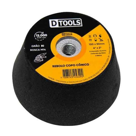 Rebolo Copo Cônico 100x50mm G120 - Dtools