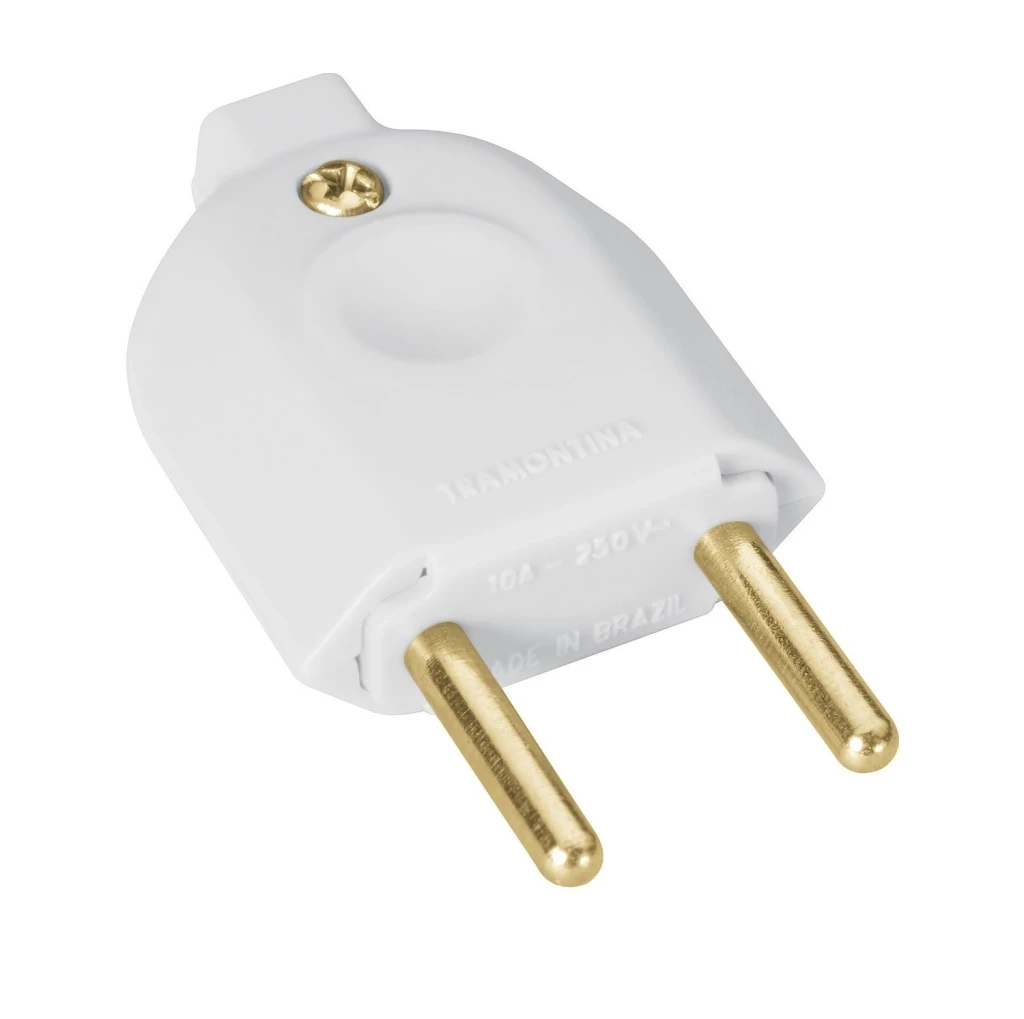 Plugue Macho Reto 2p 10a/250v Branco- Tramontina