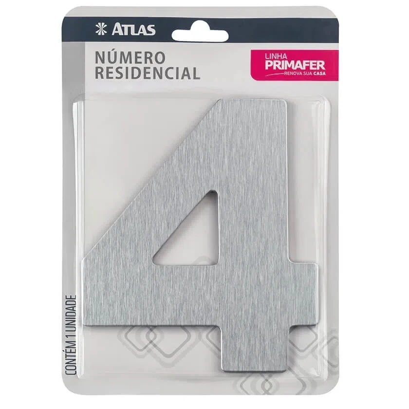 Número Residencial 4 Escovado - Atlas