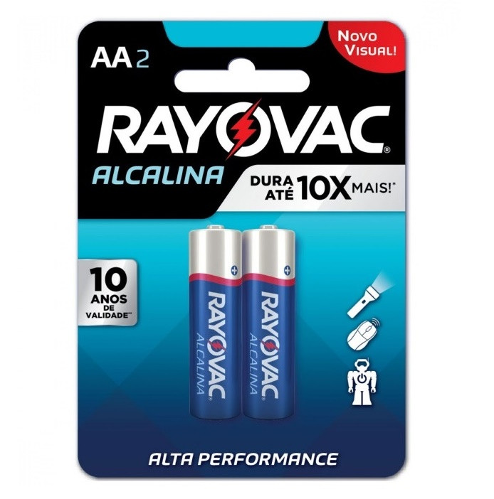 Cartela Pilha Alcalina Aa com 2 Unidades - Rayovac