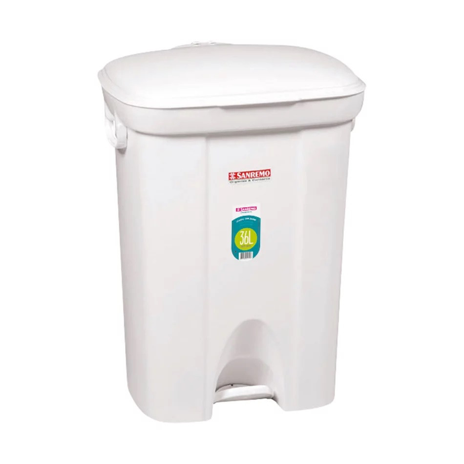 Lixeira com Pedal Branca 36 Litros - Sanremo