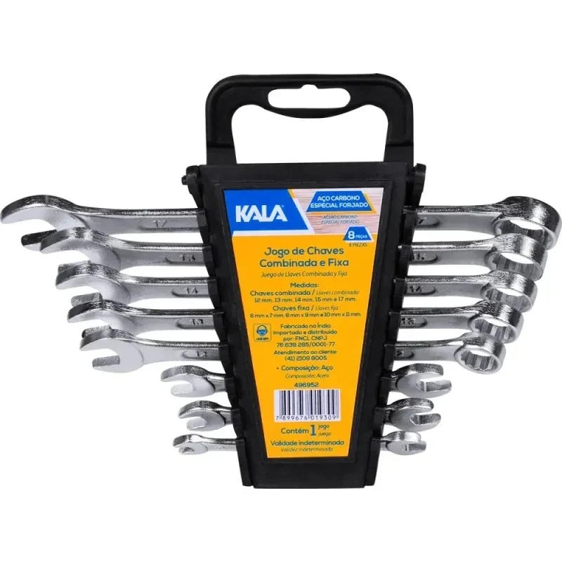 Jogo Chave Combinada Fixa 6mm a 17mm, 8pcs - Kala