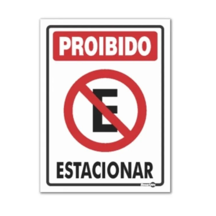 Placa de Sinalização 15x20cm  Proibido Estacionar - Encartale