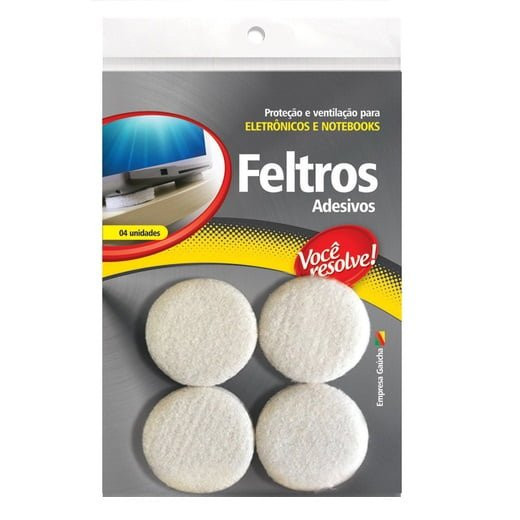 Adesivo Feltro Branco 45mm com 4 Unidades - Você Resolve!