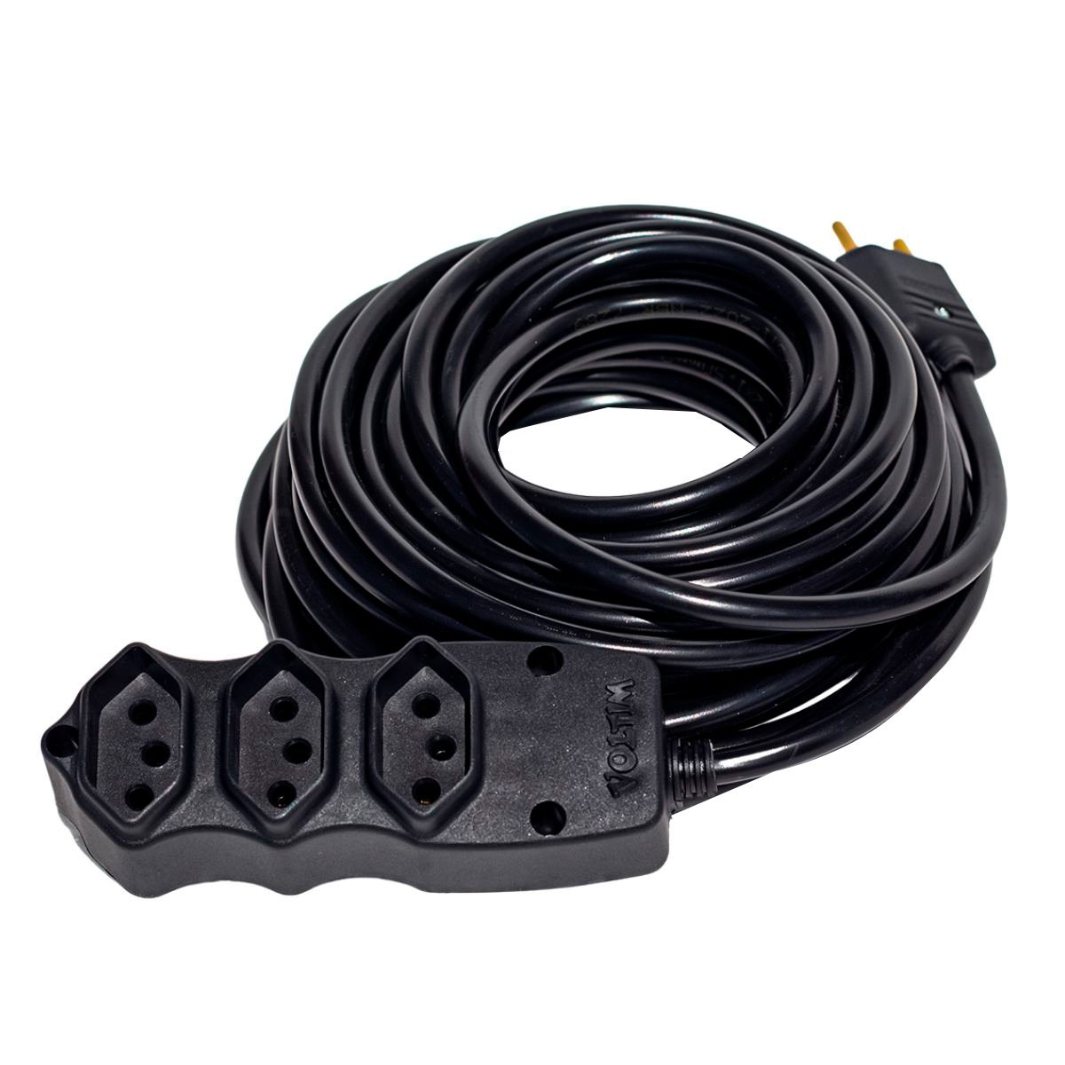 Extensão Tripla Fio Pp 3x1,50 - 10m Preta