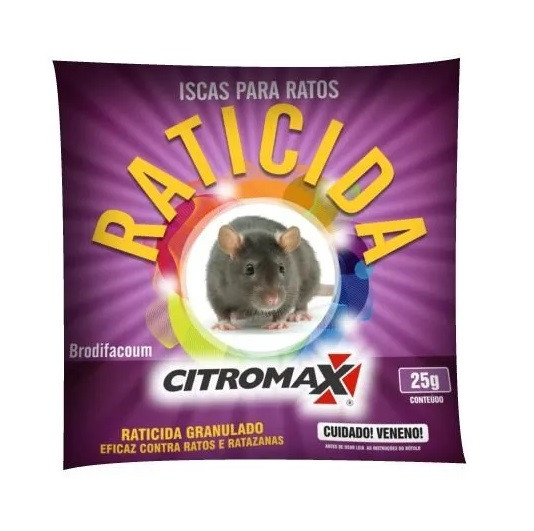 Raticida Granulado Rosa 25g - Citromax
