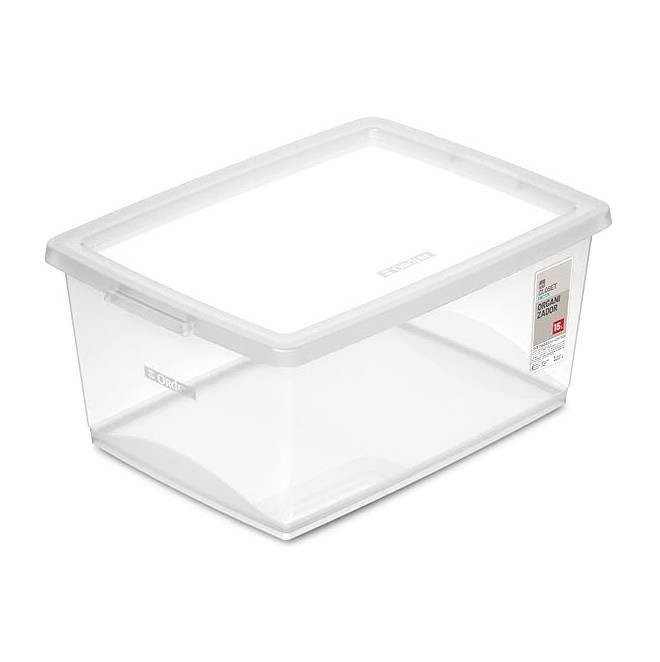 Caixa Organizadora Cristal 30l com Tampa e Trava Ordene