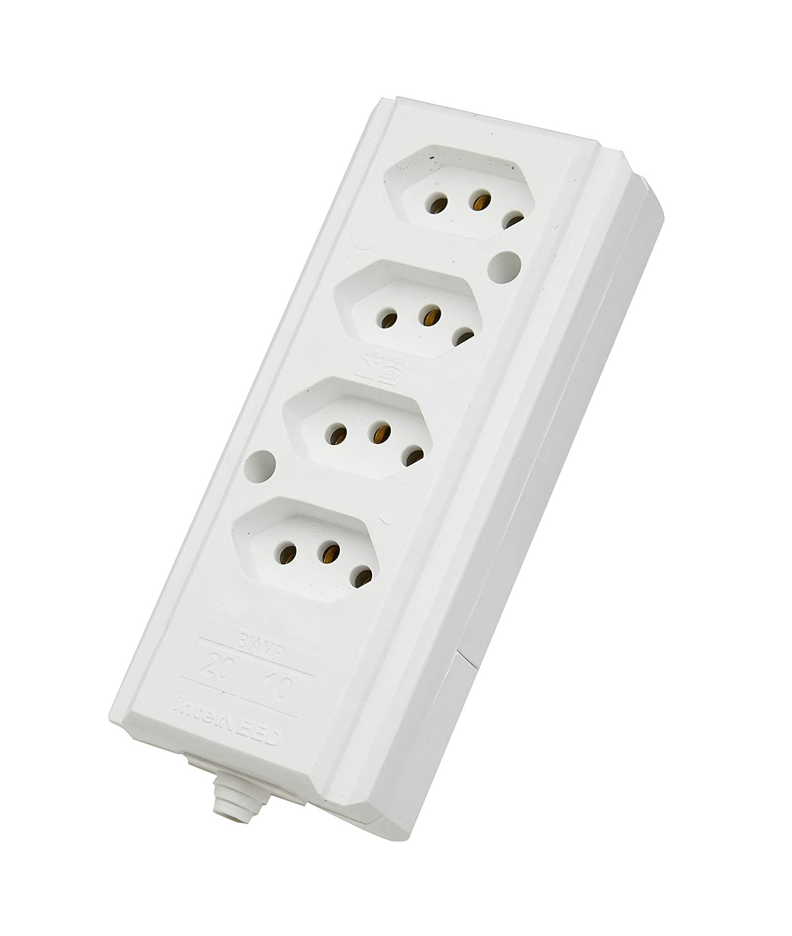 Tomada Barra Quadrupla 2p+t 20a Branco - Interneed