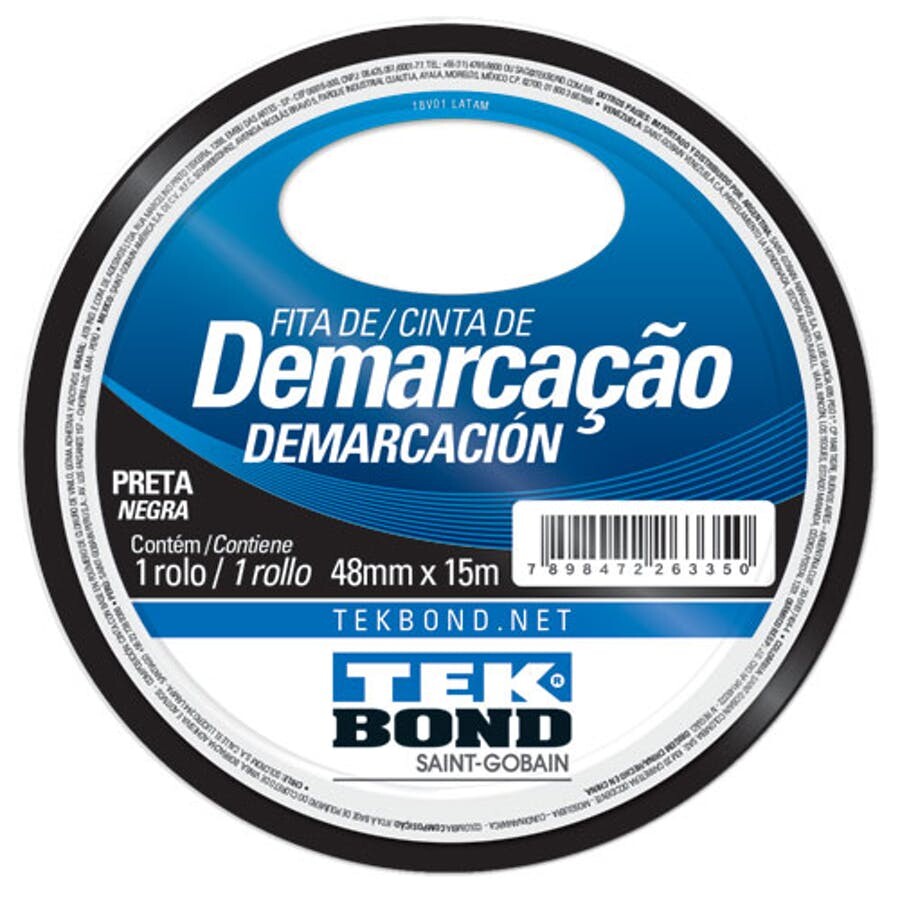 Fita de Demarcação Preto 48mm X 15m - Tekbond