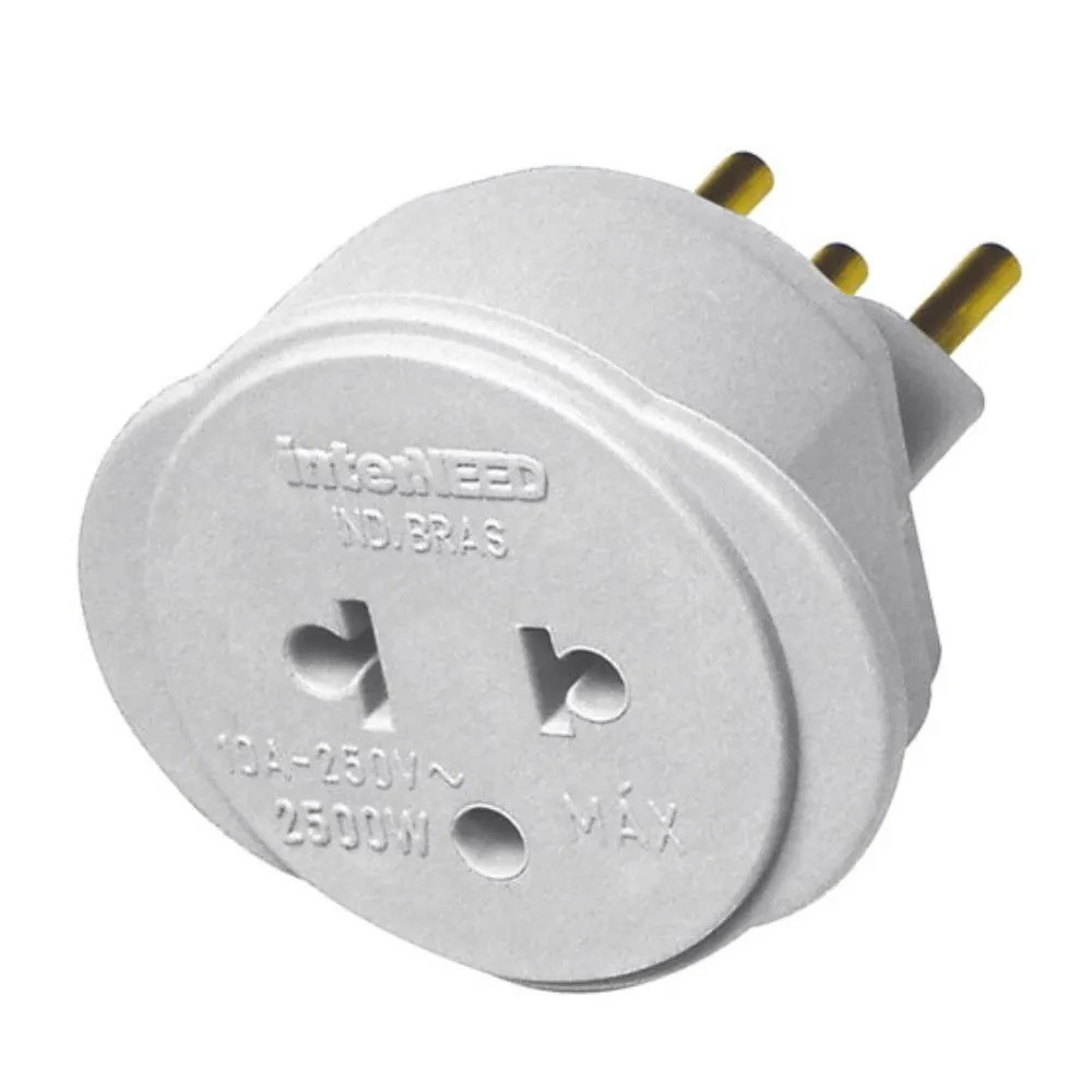 Adaptador Universal com 3 Pinos 2p+t Branco - Interneed
