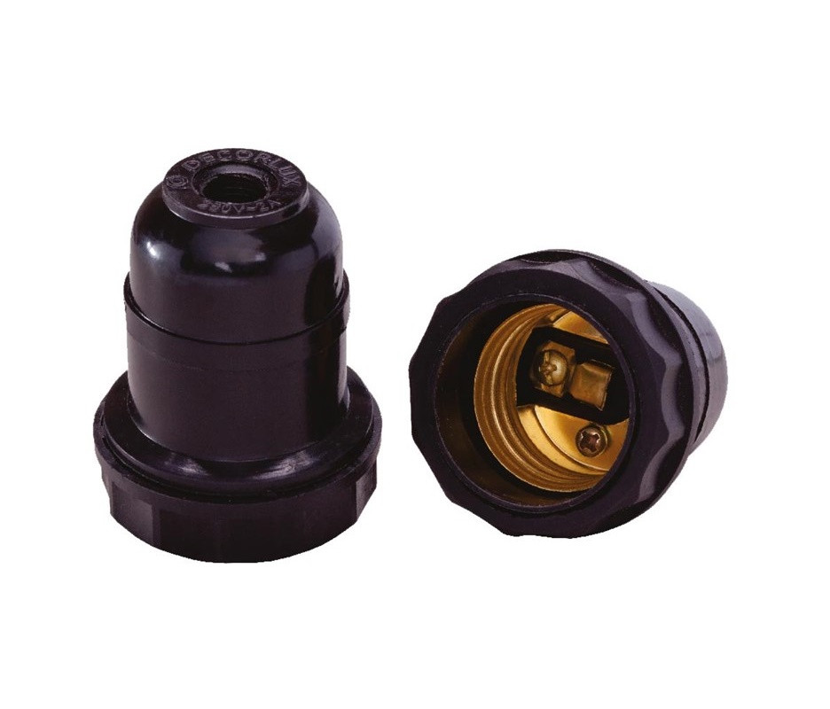 Soquete Monobloco para Abajur Preto - Decorlux