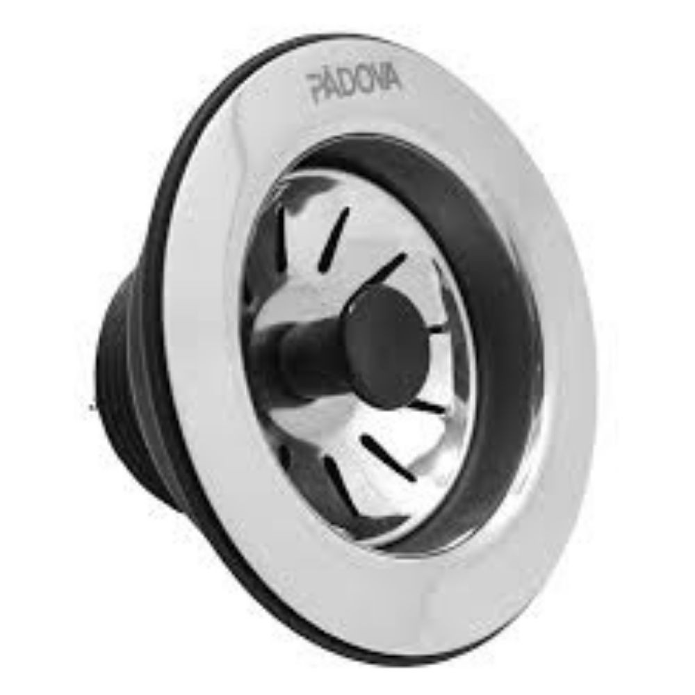 álvula Inox 4 1/2" com Puxador Preto Extra Brilho Padova