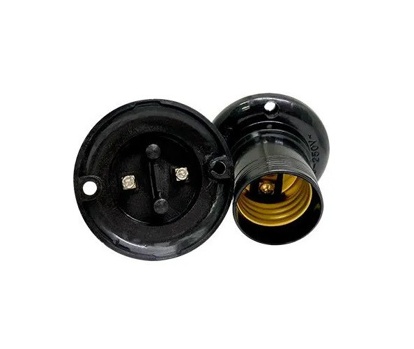 Soquete Plástico E27 Fixo Teto Preto - Decorlux